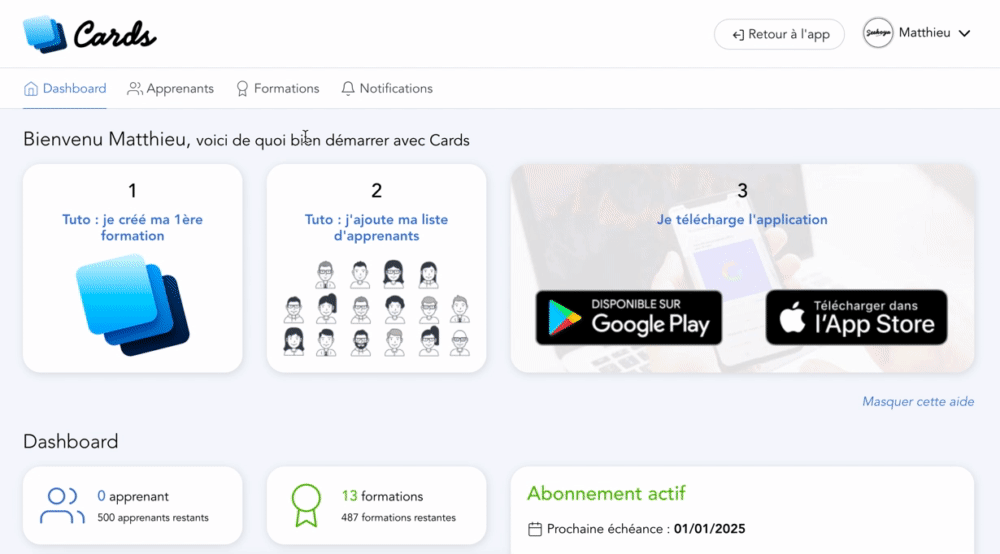 Création d'une formation avec Cards micro-learning