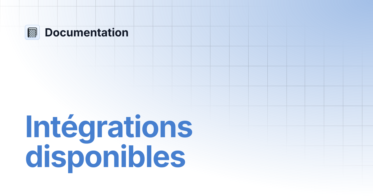 Intégrations disponibles | Documentation